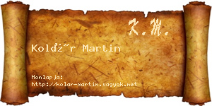 Kolár Martin névjegykártya